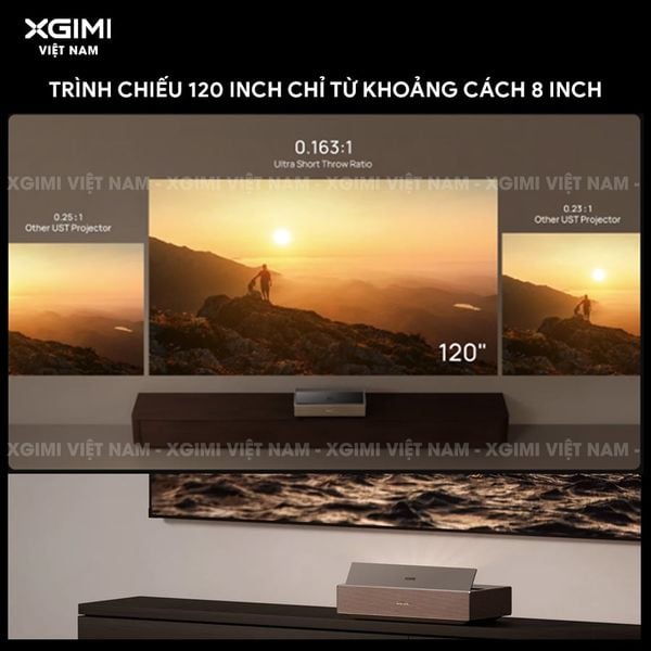 XGIMI AURA 3 Max - Máy chiếu siêu gần thông minh tích hợp Google TV, nguồn sáng RGB Triple-Laser, độ sáng 5700 ISO lumens, phân giải chuẩn 4K UHD, hỗ trợ các tính năng căn chỉnh thông minh, loa Harman Kardon và chuẩn Dolby Vision
