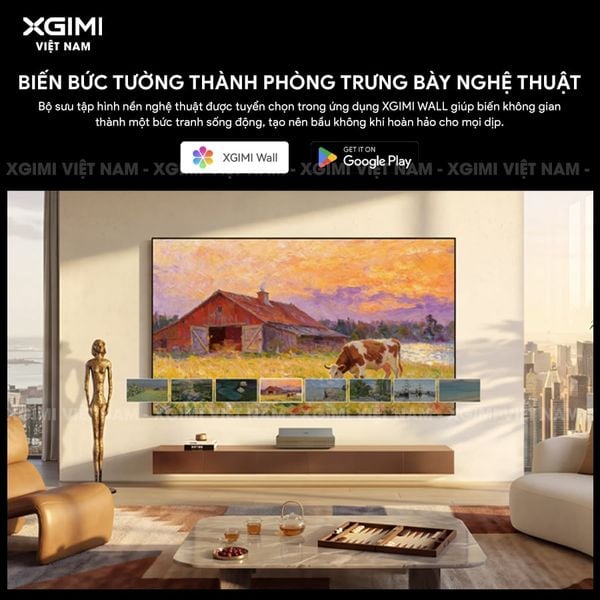 XGIMI AURA 3 Max - Máy chiếu siêu gần thông minh tích hợp Google TV, nguồn sáng RGB Triple-Laser, độ sáng 5700 ISO lumens, phân giải chuẩn 4K UHD, hỗ trợ các tính năng căn chỉnh thông minh, loa Harman Kardon và chuẩn Dolby Vision