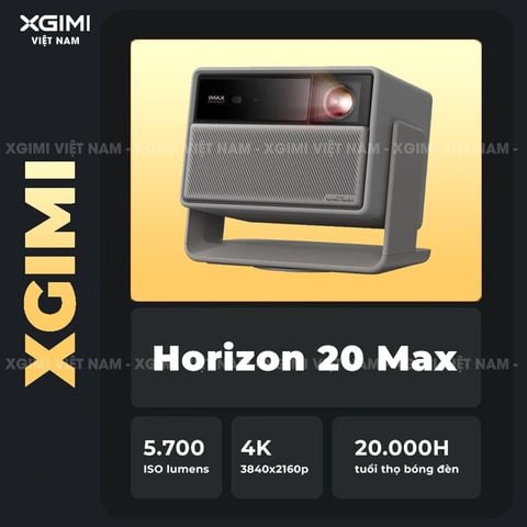 XGIMI Horizon 20 Max - Máy chiếu 4K thông minh tích hợp Google TV, sử dụng công nghệ RGB Triple Laser, độ phân giải chuẩn 4K UHD, độ sáng 5700 ISO Lumens, đạt chứng nhận IMAX Enhanced & Dolby Vision và tích hợp loa Harman Kardon