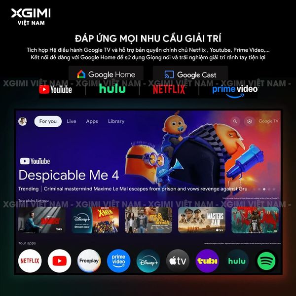 XGIMI Horizon 20 Pro - Máy chiếu 4K thông minh tích hợp Google TV, sử dụng công nghệ RGB Triple Laser, độ phân giải chuẩn 4K UHD, độ sáng 4100 ISO Lumens, đạt chứng nhận IMAX Enhanced & Dolby Vision và tích hợp loa Harman Kardon