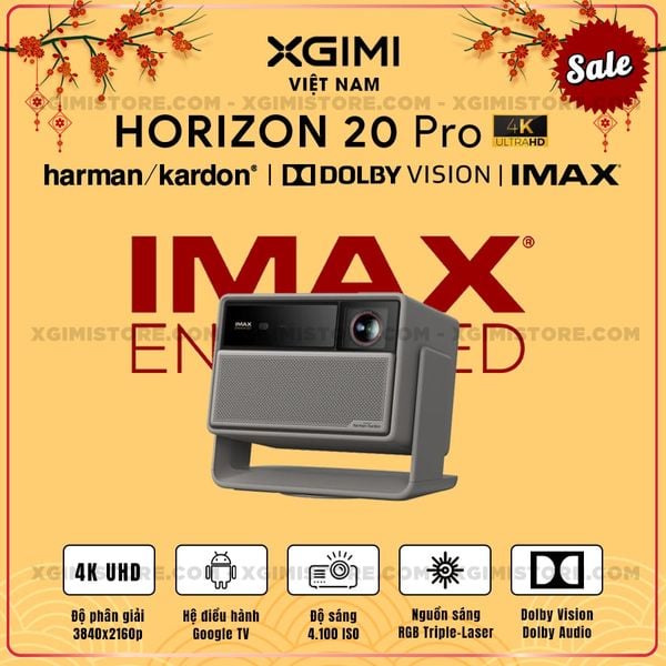 Xgimi Horizon 20 Pro - Máy chiếu 4K thông minh tích hợp Google TV, sử dụng công nghệ RGB Triple Laser, độ phân giải chuẩn 4K UHD, độ sáng 4100 ISO Lumens, đạt chứng nhận IMAX Enhanced & Dolby Vision và tích hợp loa Harman Kardon