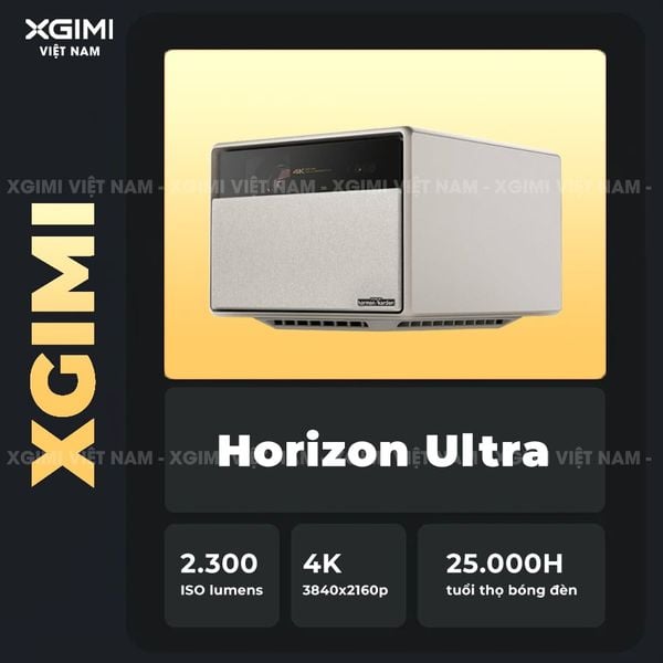 XGIMI Horizon Ultra - Máy chiếu thông minh tích hợp hệ điều hành Android, nguồn sáng kép Dual Light, độ sáng 2300 ISO lumens, phân giải chuẩn 4K UHD, hỗ trợ các tính năng căn chỉnh thông minh, loa Harman Kardon và chuẩn Dolby Vision