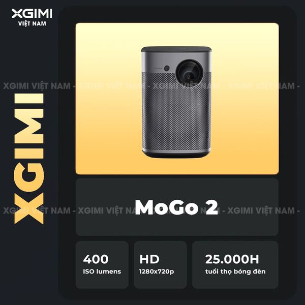 XGIMI Mogo 2 - Máy chiếu di động thông minh tích hợp hệ điều hành Android TV, độ sáng 400 ISO lumens, độ phân giải chuẩn HD 720p, thiết kế nhỏ gọn và tích hợp loa Harman Kardon
