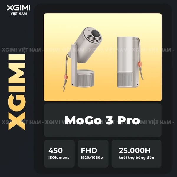 XGIMI MoGo 3 Pro - Máy chiếu thông minh tích hợp hệ điều hành Google TV, độ sáng 450 ISO lumens, phân giải Full HD, hỗ trợ các tính năng căn chỉnh thông minh, loa Harman Kardon và Netflix chính chủ