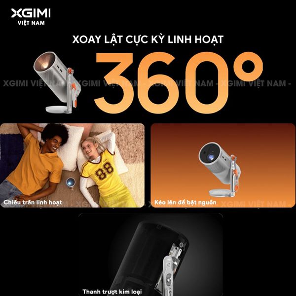 XGIMI MoGo 4 - Máy chiếu di động thông minh tích hợp Google TV & Netflix bản quyền, độ sáng 450 ISO lumens, độ phân giải chuẩn Full HD, thiết kế chân Gimbal xoay 360 độ linh hoạt và Pin tích hợp 71.28Wh
