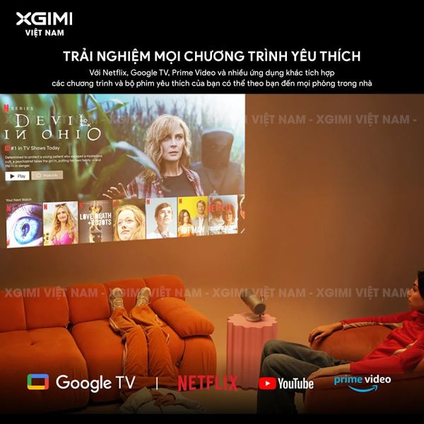 XGIMI MoGo 4 - Máy chiếu di động thông minh tích hợp Google TV & Netflix bản quyền, độ sáng 450 ISO lumens, độ phân giải chuẩn Full HD, thiết kế chân Gimbal xoay 360 độ linh hoạt và Pin tích hợp 71.28Wh