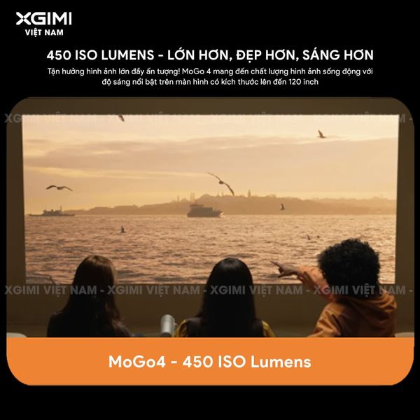 XGIMI MoGo 4 - Máy chiếu di động thông minh tích hợp Google TV & Netflix bản quyền, độ sáng 450 ISO lumens, độ phân giải chuẩn Full HD, thiết kế chân Gimbal xoay 360 độ linh hoạt và Pin tích hợp 71.28Wh