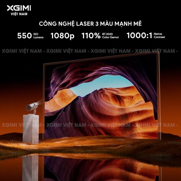 XGIMI MoGo 4 Laser - Máy chiếu di động thông minh tích hợp Google TV & Netflix bản quyền, độ sáng 550 ISO lumens, độ phân giải chuẩn Full HD, thiết kế chân Gimbal xoay 360 độ linh hoạt và Pin tích hợp 71.28Wh