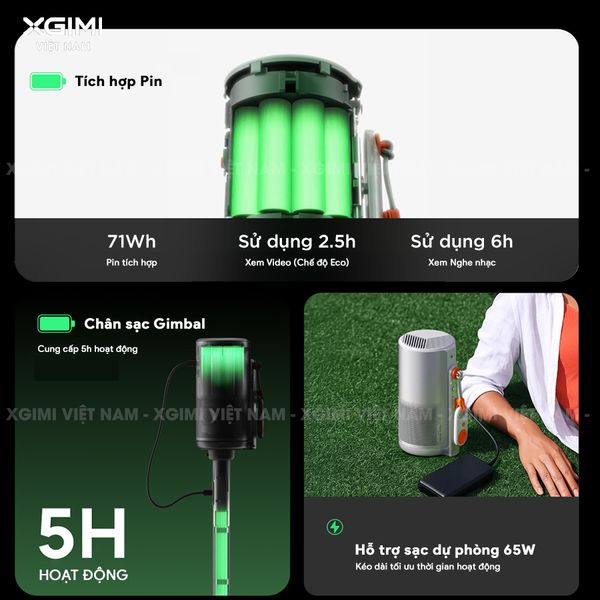 XGIMI MoGo 4 Laser - Máy chiếu di động thông minh tích hợp Google TV & Netflix bản quyền, độ sáng 550 ISO lumens, độ phân giải chuẩn Full HD, thiết kế chân Gimbal xoay 360 độ linh hoạt và Pin tích hợp 71.28Wh