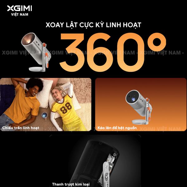 XGIMI MoGo 4 Laser - Máy chiếu di động thông minh tích hợp Google TV & Netflix bản quyền, độ sáng 550 ISO lumens, độ phân giải chuẩn Full HD, thiết kế chân Gimbal xoay 360 độ linh hoạt và Pin tích hợp 71.28Wh