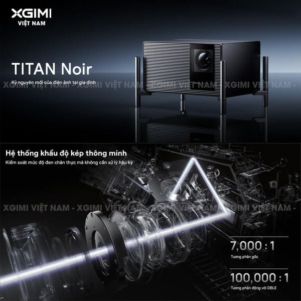 XGIMI Titan Noir - Máy chiếu 4K thông minh cao cấp, sử dụng công nghệ RGB Triple-Laser, độ phân giải chuẩn 4K UHD, độ sáng 4.800 ISO Lumens, đạt chứng nhận IMAX Enhanced & Dolby Vision và tích hợp loa Harman Kardon