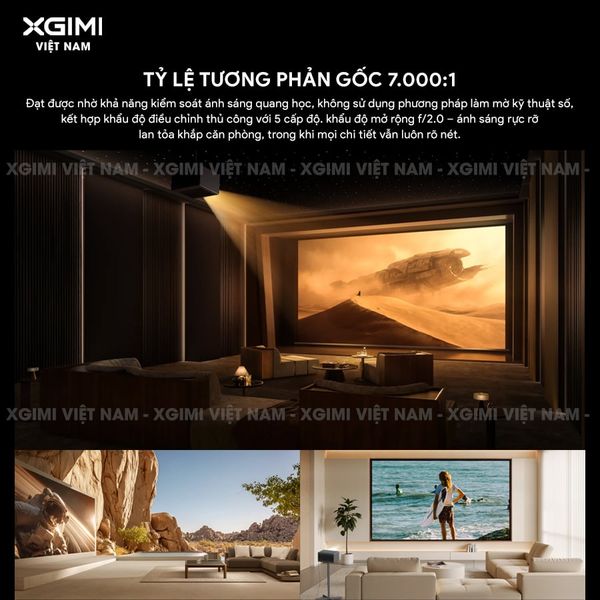 XGIMI Titan Noir - Máy chiếu 4K thông minh cao cấp, sử dụng công nghệ RGB Triple-Laser, độ phân giải chuẩn 4K UHD, độ sáng 4.800 ISO Lumens, đạt chứng nhận IMAX Enhanced & Dolby Vision và tích hợp loa Harman Kardon