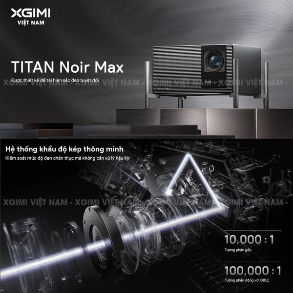 XGIMI Titan Noir Max - Máy chiếu 4K thông minh cao cấp, sử dụng công nghệ RGB Triple-Laser, độ phân giải chuẩn 4K UHD, độ sáng 7.000 ISO Lumens, đạt chứng nhận IMAX Enhanced & Dolby Vision và tích hợp loa Harman Kardon