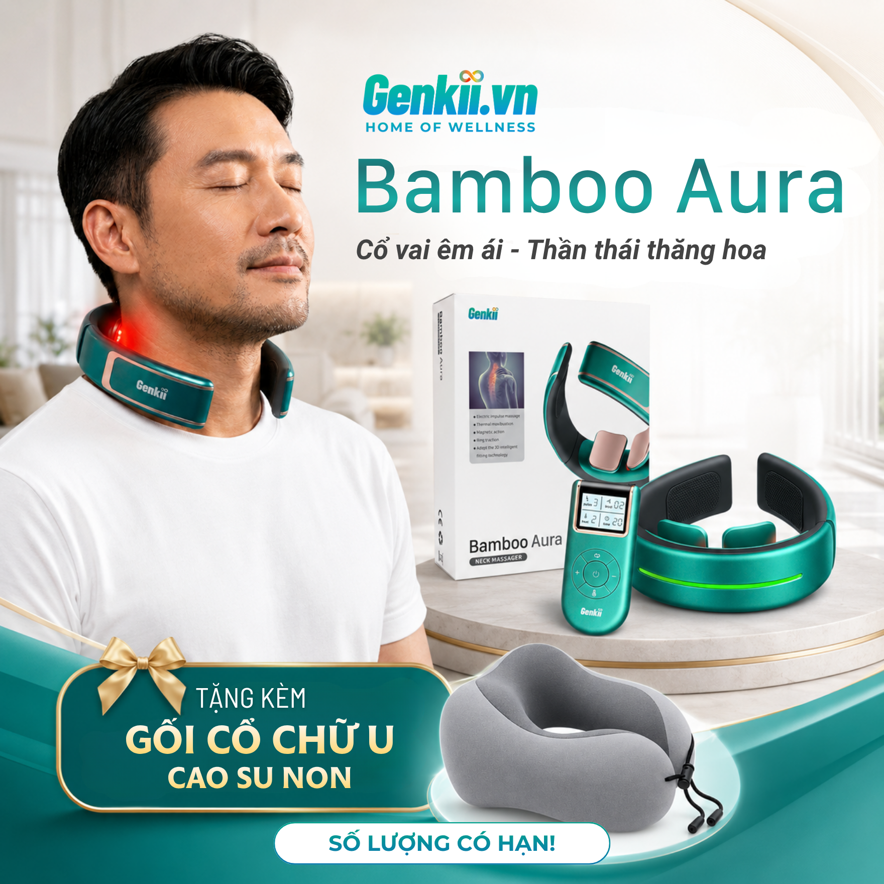  Genkii Bamboo Aura - Máy massage cổ thông minh 