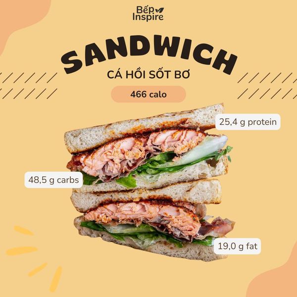  Sandwich cá hồi sốt bơ 