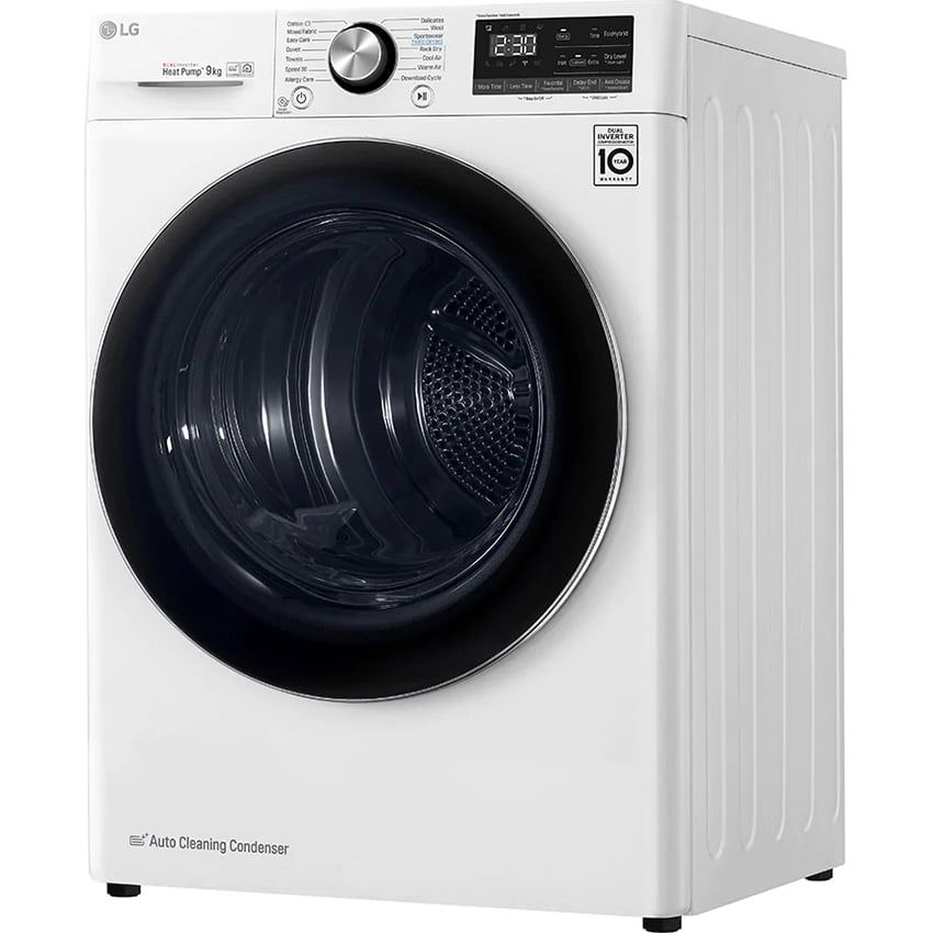 Máy Sấy Bơm Nhiệt Lồng Ngang LG Inverter 9 Kg DVHP09W