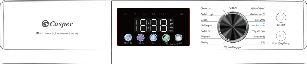 Máy giặt Casper Inverter 8 kg WF-D8VWR1 - Hàng Chính Hãng