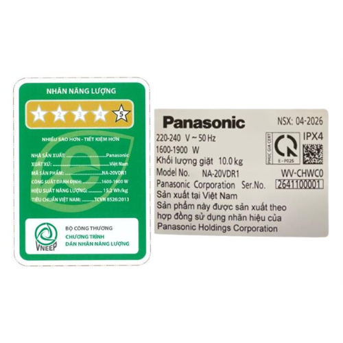 Máy Giặt Lồng Ngang Panasonic Inverter 10 Kg NA-20VDR1BVT - Model 2026