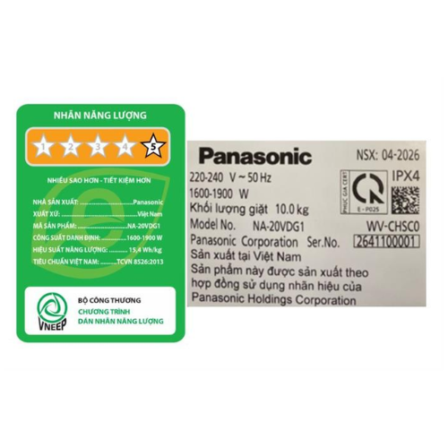 Máy Giặt Lồng Ngang Panasonic Inverter 10 kg NA-20VDG1BVT - Model 2026