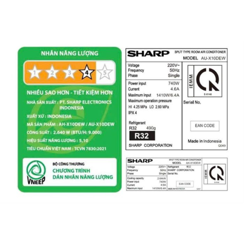 Máy lạnh Sharp Inverter 1 HP AH-X10DEW/ 1.5 HP AH-X13DEW/ 2HP AH-X18DEW - Hàng Chính Hãng - Mẫu mới 2026