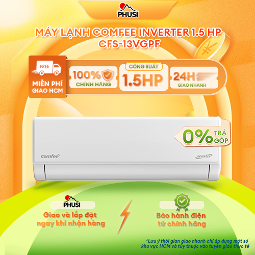 Máy lạnh Comfee Inverter 1 HP CFS-10VGPF/1.5 HP CFS-13VGPF/ 2 HP CFS-18VGPF/ 2.5 HP CFS-25VGPF - Mẫu mới 2025