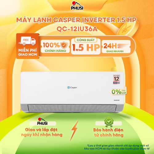 Máy lạnh Casper Inverter 1 HP QC-09IU36A/ 1.5 HP QC-12IU36A - Hàng Chính Hãng
