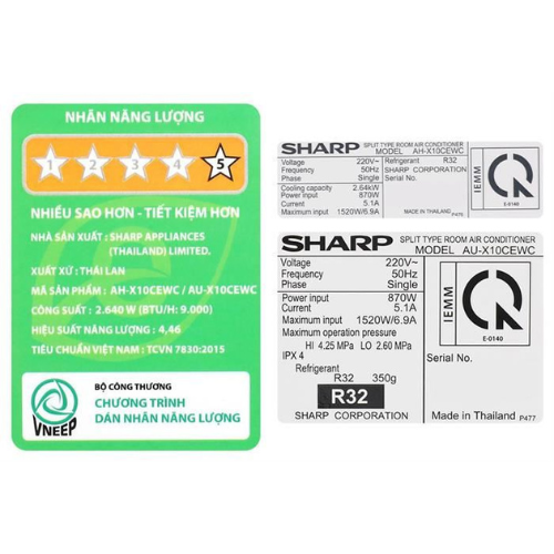 Máy lạnh Sharp Inverter 1 HP AH-X10CEWC/ 1.5 HP AH-X13CEWC - Hàng Chính Hãng - Mẫu 2025