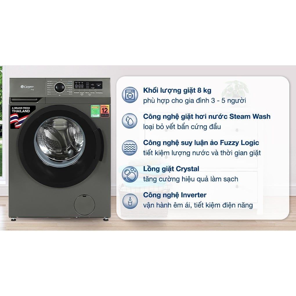 Máy Giặt Casper Inverter 8 kg WF-8VG1