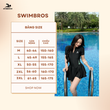  S39 Váy Bơi Thể Thao Nữ Swimbros ngắn tay - Có Khóa Zip Kháng Tia UV Tôn Dáng 