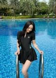  S39 Váy Bơi Thể Thao Nữ Swimbros ngắn tay - Có Khóa Zip Kháng Tia UV Tôn Dáng 