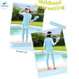  G49 -  Set Đồ Bơi Bé Gái Tay Dài Quần Dài Váy SHELLS  Màu Xanh – Chống Nắng, Co Giãn, Nhanh Khô 