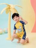  T32 set bơi bé trai tay ngắn quần đùi cá mập vàng 