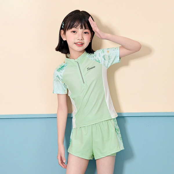 G101 - Bộ Đồ Bơi Thể Thao Bé Gái- Áo Tay Ngắn Kèm Quần Rời, Chất Thun Co Giãn