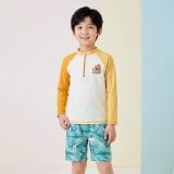 T22 - Set Bơi Tay Dài Quần Đùi Bé Trai Có Khoá Kéo - Baby Shark 