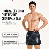  B12 - Quần bơi nam 2 lớp màu đen graffiti Swimbros 