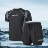  B8 Set Đồ Bơi Nam Tay Dài – Áo Tay Ngắn, Quần Đùi, Co Giãn, Dáng Thể Thao 