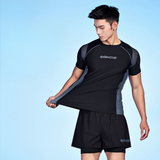  B8 Set Đồ Bơi Nam Tay Dài – Áo Tay Ngắn, Quần Đùi, Co Giãn, Dáng Thể Thao 