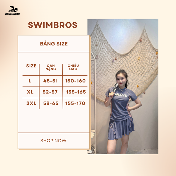 Bộ Đồ Bơi Nữ Thể Thao S20 - Thiết Kế Áo Cộc Tay Kín Đáo,