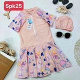  G107 - Set Bơi Bé Gái Liền Váy Tay Ngắn 