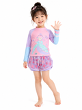  G119 - Set Bơi Bé Gái Tay Dài Quần Đùi 2 Lớp 