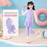  G31 - Set Đồ Bơi Bé Gái Dài Tay Kèm Váy Liền Quần Legging Chống Nắng UV 