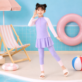  G31 - Set Đồ Bơi Bé Gái Dài Tay Kèm Váy Liền Quần Legging Chống Nắng UV 