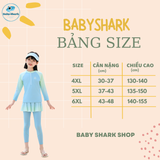  G49 -  Set Đồ Bơi Bé Gái Tay Dài Quần Dài Váy SHELLS  Màu Xanh – Chống Nắng, Co Giãn, Nhanh Khô 