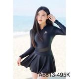  S48 Đồ Bơi Nữ Dài Tay Dáng Váy Kín Đáo 