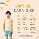  T22 - Set Bơi Tay Dài Quần Đùi Bé Trai Có Khoá Kéo - Baby Shark 