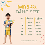  T32 set bơi bé trai tay ngắn quần đùi cá mập vàng 