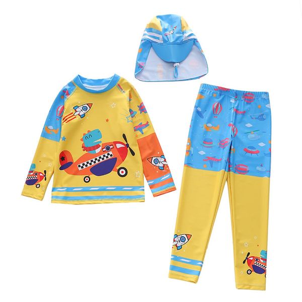 T88 - Set Bơi Tay Dài Quần Dài Kèm Nón Che Gáy Bé Trai - Baby Shark Shop