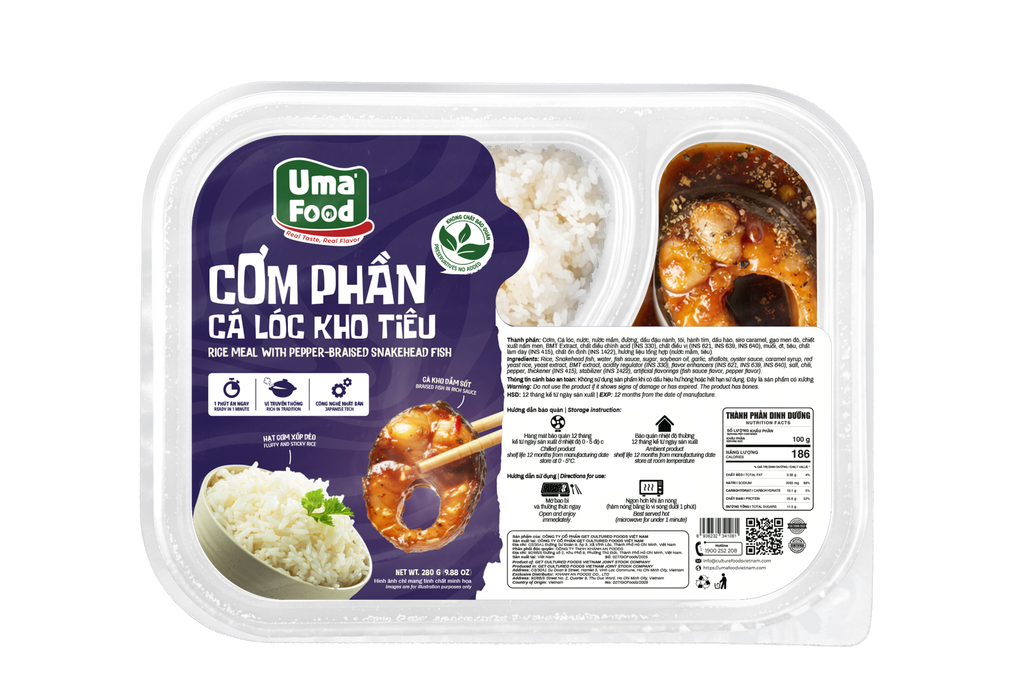  Cơm Phần Cá Lóc Kho Tiêu Ăn Liền Uma' Food 250G 