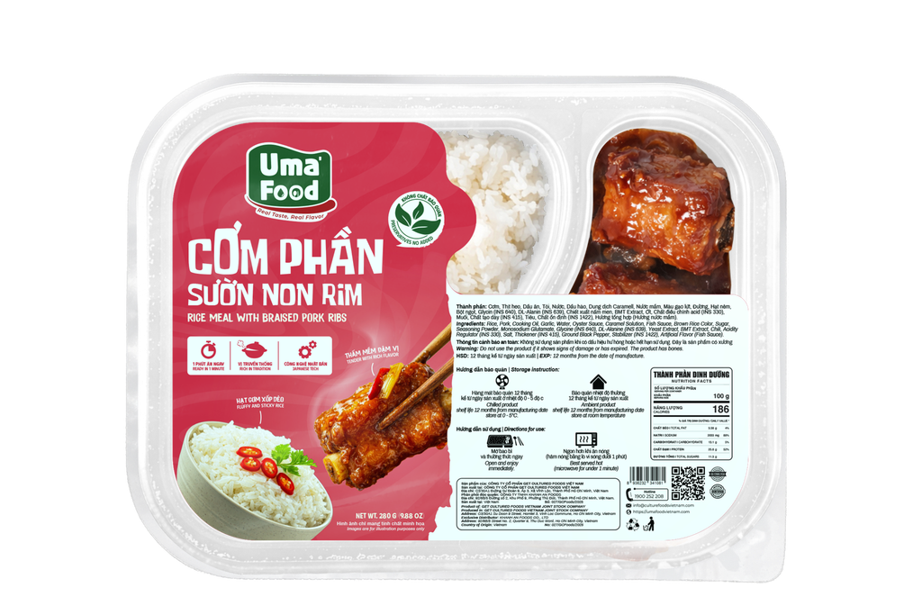  Cơm Phần Sườn Non Rim Ăn Liền Uma' Food 280G 