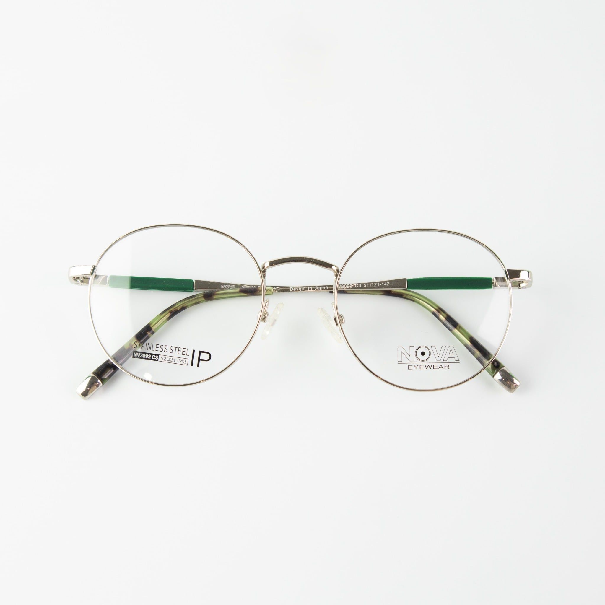  Gọng Kính Cận Unisex NOVA NV3092 – Dáng Oval Cổ Điển, Thép Không Gỉ Mạ Ion Bền Bỉ 
